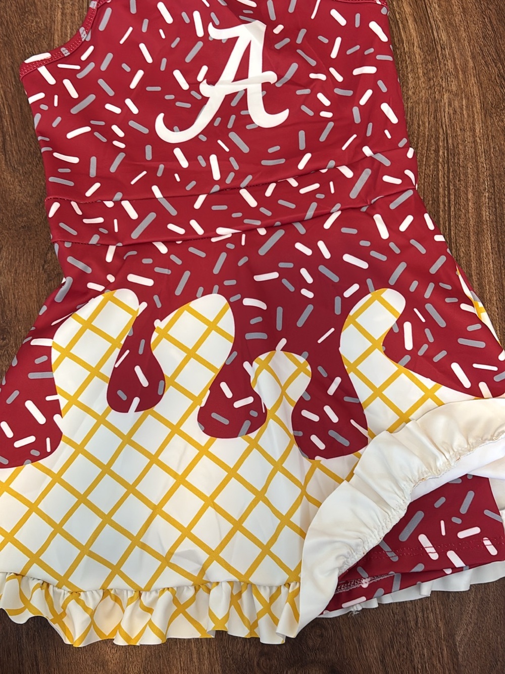 Alabama Crimson Ice Cream Cone Print Girls Dress